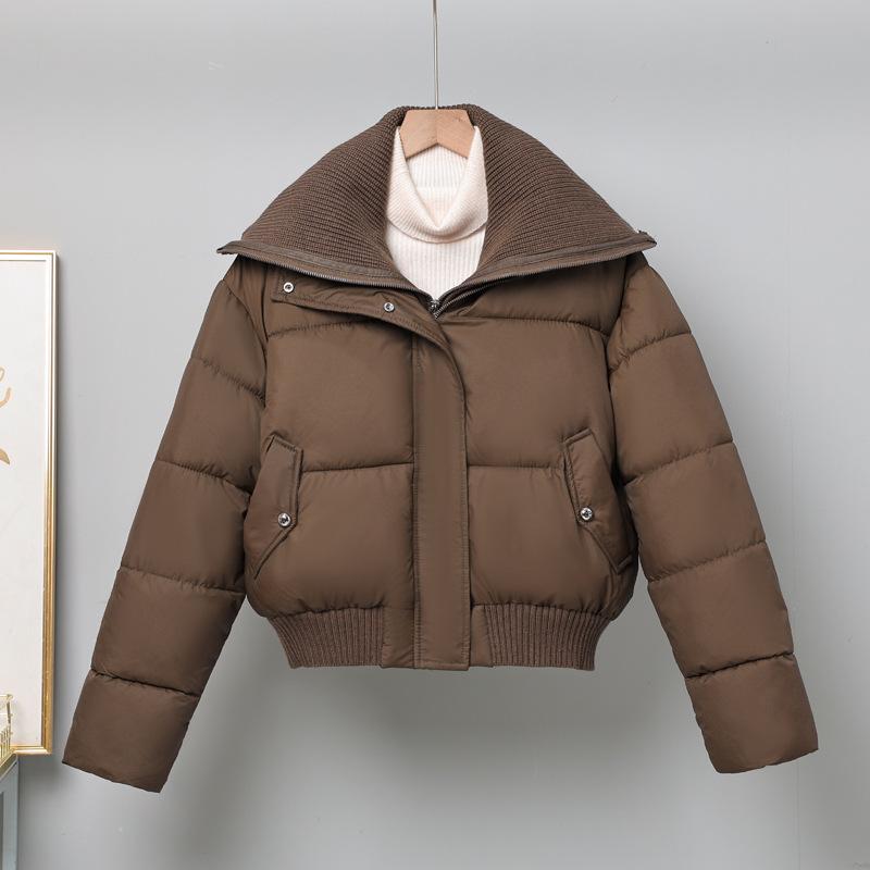 New Winter Style Down Jacket for Women Short Fashion Knitted Lapel Cotton Jacket