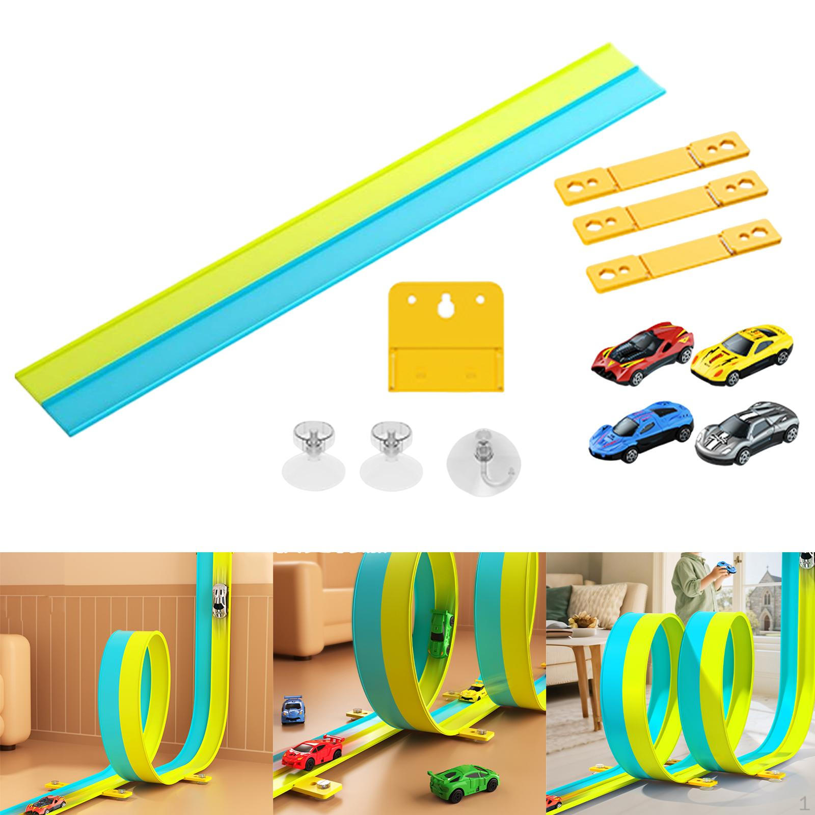 

Flex Track Starter Set Christmas for 3+ Indoor Outdoor DIY Fun Toy Car Red and blue Sky blue and green