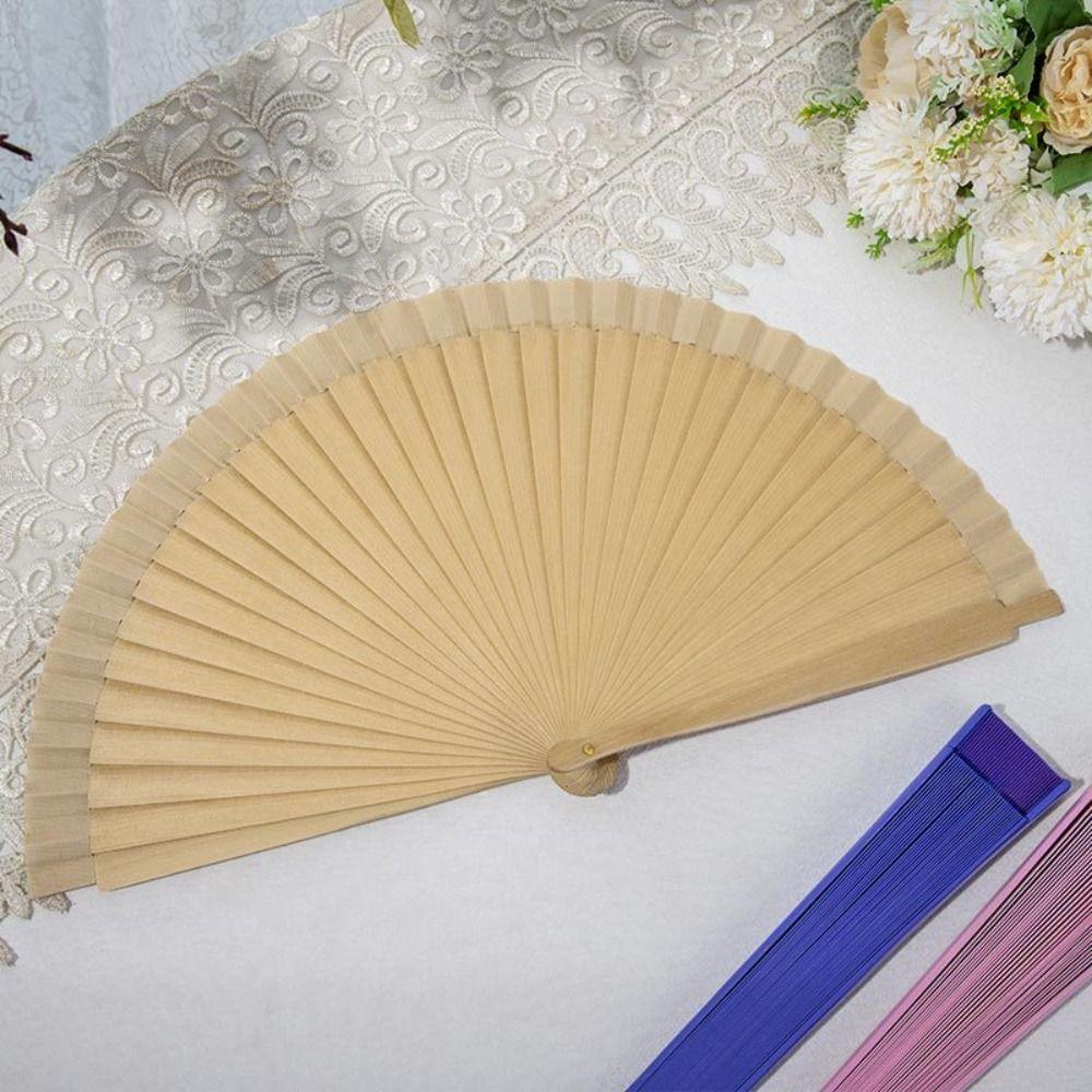 Modern Simple Spanish Plain Fan Solid Color Handmade Pure Wood Folding Fan Art Craft Decorative Props Fan Home Decor