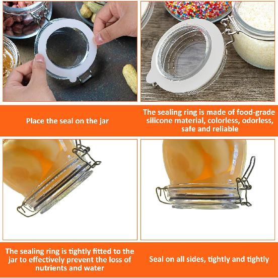 8 Pcs Silicone Jar Gaskets for Glass Jars 3.75" Rubber Seals Rings Airtight Gasket Sealing Rings White & Orange Airtight Leakproof Gaskets Silicone