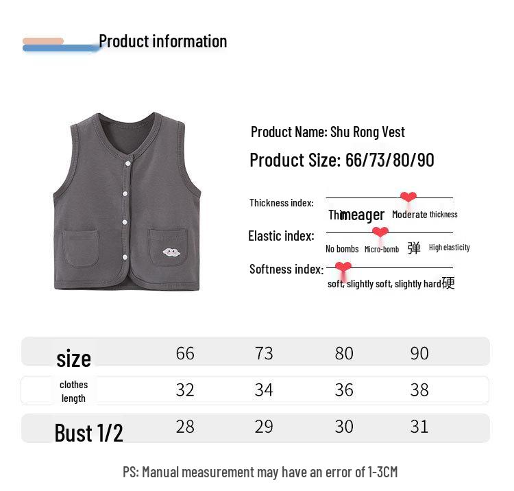 Newborn Unisex Sleeveless Knit Vest - Thick Shu Velvet for Spring, Autumn, Winter