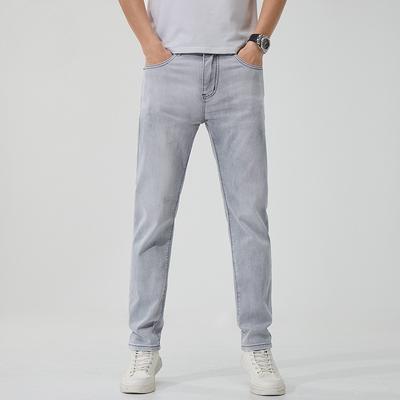 Nouveau Jeans Slim Droit Stretch Couleur Claire Printemps et Été Jeans Business Casual