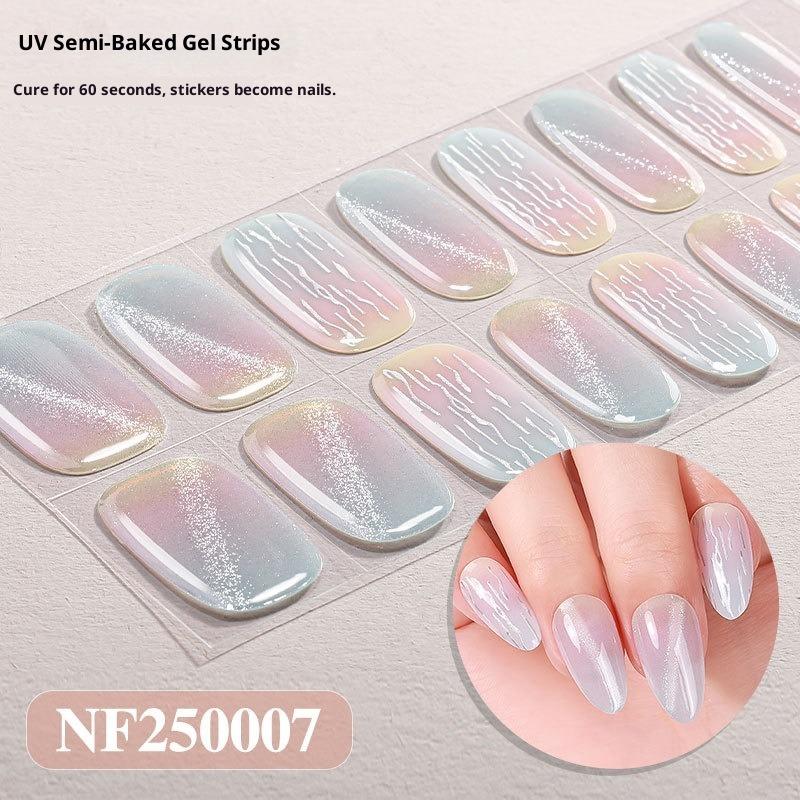 Új Csillámos Macskaszem Félig Kötött Gél Körömmatricák Gradiens Leopárdmintás Gél Körömművészeti Matricák