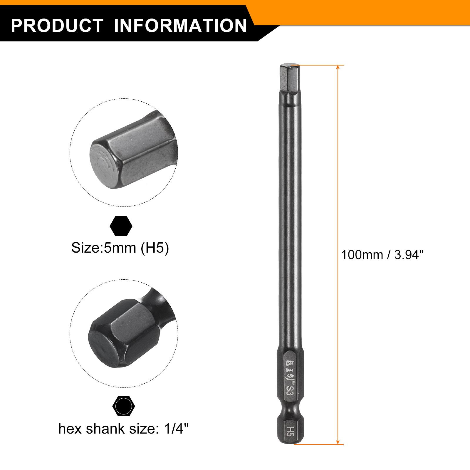 

3pcs Hexagon Wrench Drill Bit H1.5 H2 H2.5 H3 H4 H5 H6 H8 H10 Metric 1/4 Hex Shank Magnetic Hex Electric Screwdriver Drill Bits