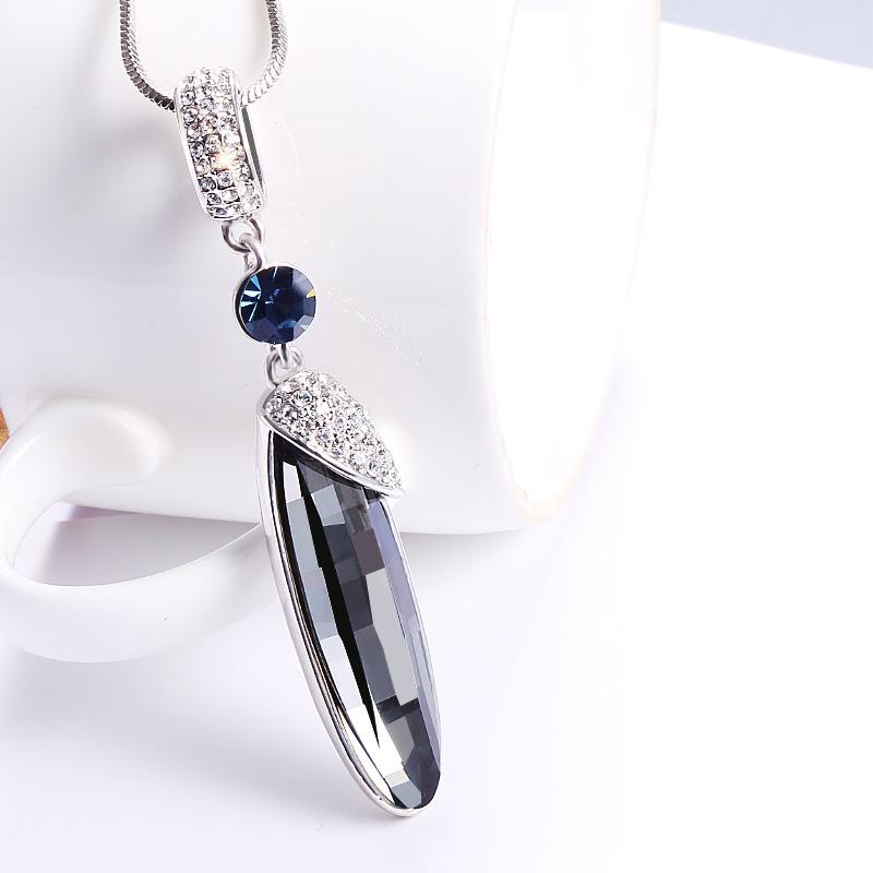 Хрустальная цепочка для свитера, Ожерелье Модный стручок Хрустальное ожерелье Женские украшения Цепочка с подвеской