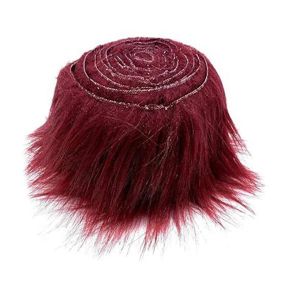 Fuzzy Kunstfellstreifen 5ft Zotteliger Plüschstoff Vorgeschnittener Streifen Flauschiger Nicht-Haarender Pelzstreifen für Zwergpuppenbärte Hutedges DIY-Bastelarbeiten Weihnachtsdeko