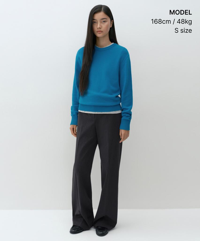 MUSINSA STANDARD WOMAN [Victoria Wool] Women'S Crew Neck Knit [Teal Blue]
