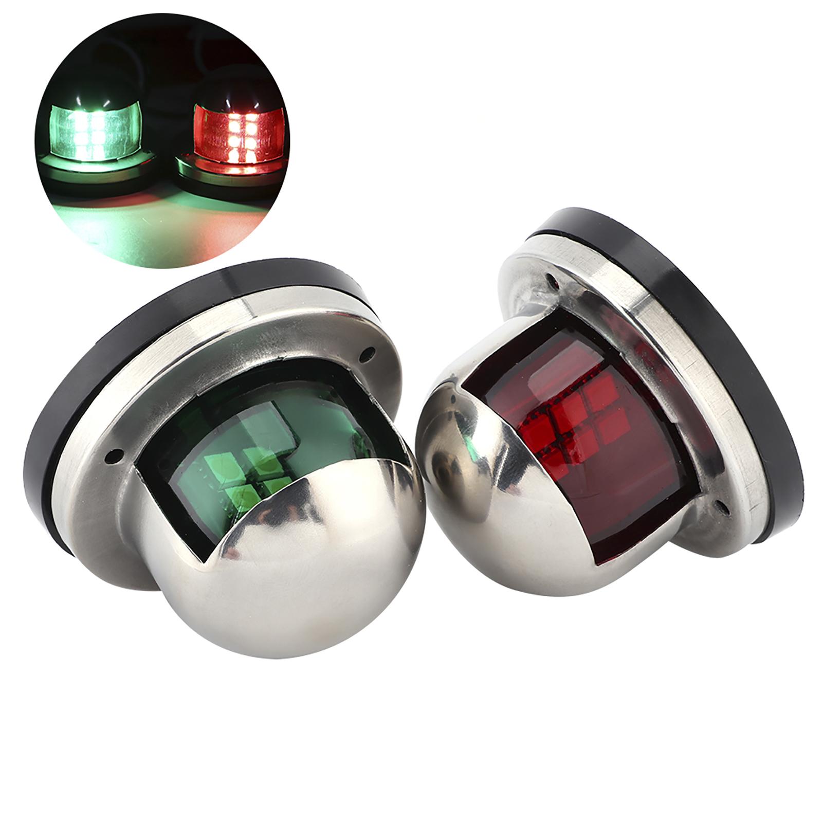 

2pcs 12V Red Green LED Navigation Lights Stainless Steel Sailing Lamp for Marine Boat Yacht