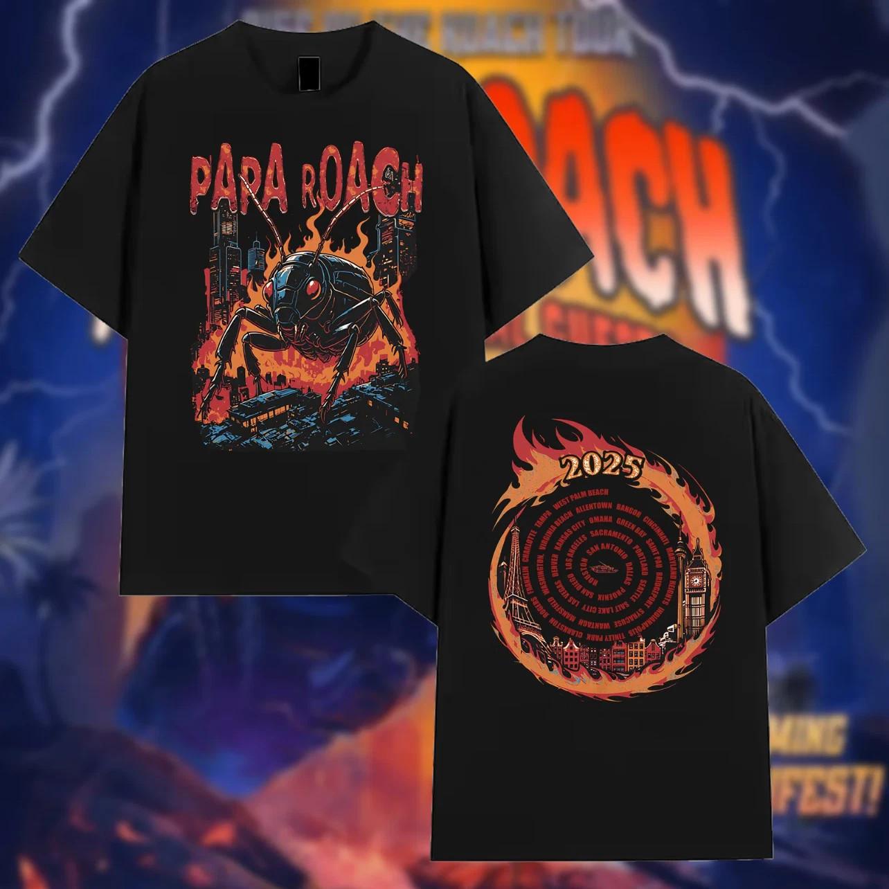Papa Roach Rise Of The Roach Tour Dates 2025 Double Sided Unisex T-Shirt Mens Womens Tees Top 3XL