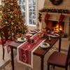 Rectangle Christmas Table Runner Thickened Red Elks Tablecloth Long with Tassels Xmas Desktop Decoration Festival Party Supplies