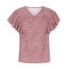 Women's Casual V-neck Short Sleeve T-shirt Ruffle Sleeve Loose Top