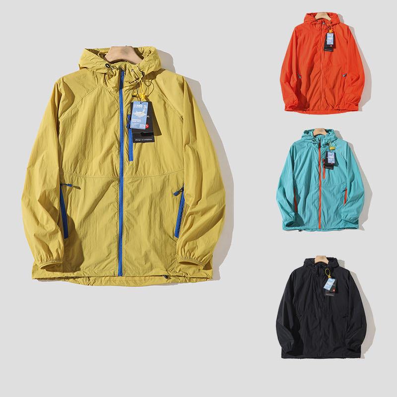 Outdoor Hooded Jacket Couple Matching Summer Sports Wear Men's Style Two-Way Zipper Waterproof Running Clothes
