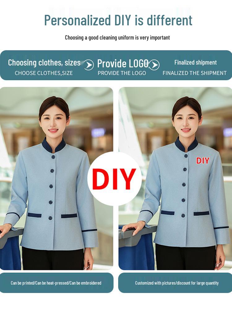 Women's Long Sleeve Hotel Cleaner Uniform Set for Autumn/Winter