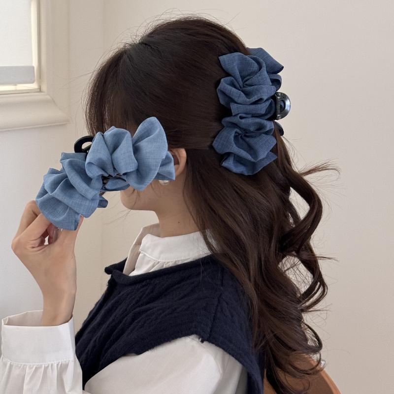 Retro Pleats Hair Clip For Women Solid Color Hairpins Ponytail Holder Claw Headwear  Hair Accessories
