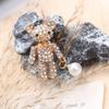 Vintage Teddy Bear Brooch Set, Gold Silver-Toned Rhinestone Pearl Pin, Fashion Accessory for Outfits Bags Styling