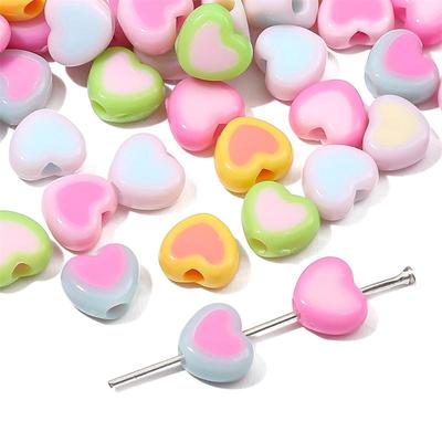 30 Stück Acrylperlen Herzform Lose Zwischenperlen für Schmuckherstellung DIY Armbänder Halskette