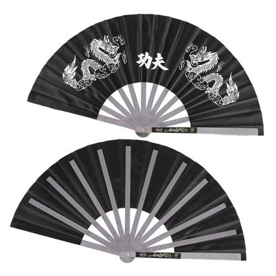 Stainless Steel Tai   Martial Arts Kung Fu Dance Practice Training Performance Fan Black