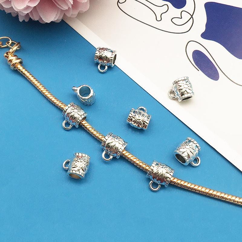 1 4Mm Large Hole Tee Hanging Head Pendant Buckle Handmade Diy Silver, Bracelet Jewelry Accessories