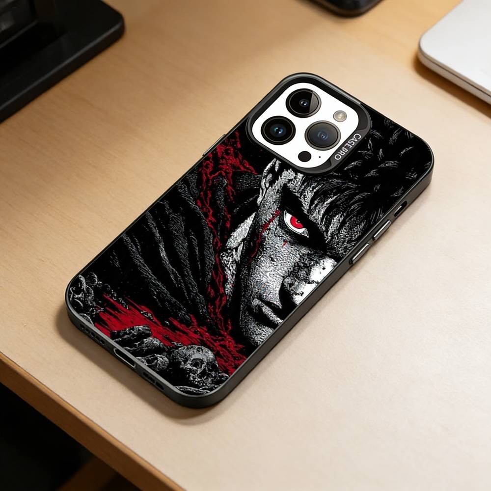 Anime Berserk Guts Phone Case For iPhone 17,16,15,14,13,12,11 Plus,Pro Max,XS,Colorful Silver Phone case Funda Cover