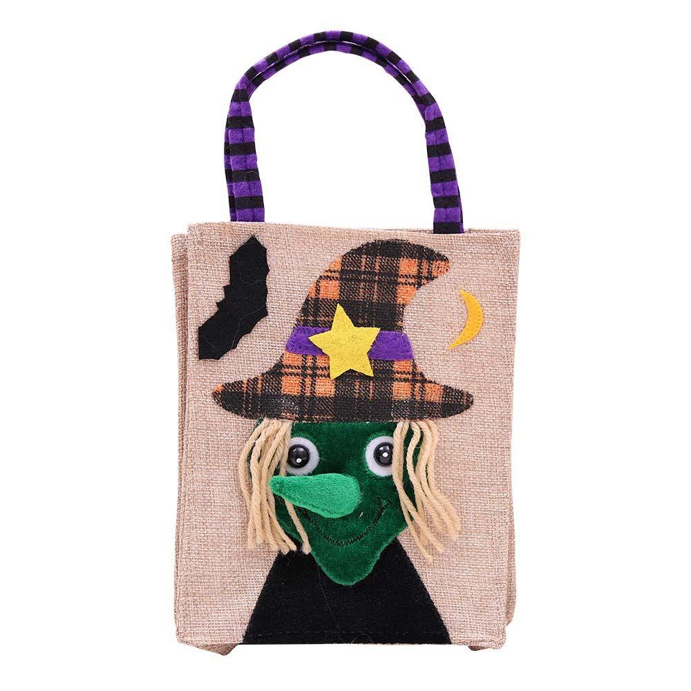 Kids Ornament Trick Or Treat With Handle Tote Bag Candy Bag Halloween Decoration Gift Pouch