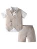 New Short Sleeve Shorts Vest Set Children's Clothing Boys Summer English Style Fashion Party Outfit