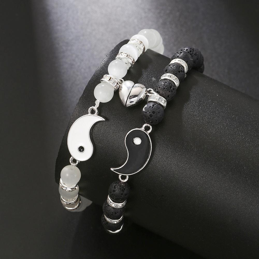 Hot-selling love magnet jewelry opal volcano yin and yang tai chi bracelet bracelet bracelet couple attraction bracelet