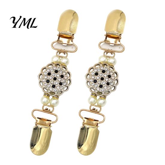 Fashionable Collar Pin 2Pcs Vintage Sweater Clips for Women Girls, Retro Faux Pearl And Rhinestones Cardigan Clips, Elegant Clothing Fasteners Dresses