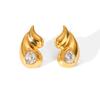 European & American Double Water Drop Stainless Steel Earrings – Celebrity Style Light Luxury Diamond Titanium Earrings