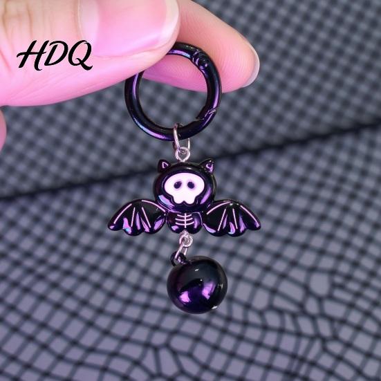 Spooky Bag Charms Halloween Cartoon Bat Keychain with Bell Winged Ghost Castle Collectibles Charm Charm Backpacks Handbags Decoration Accessory,