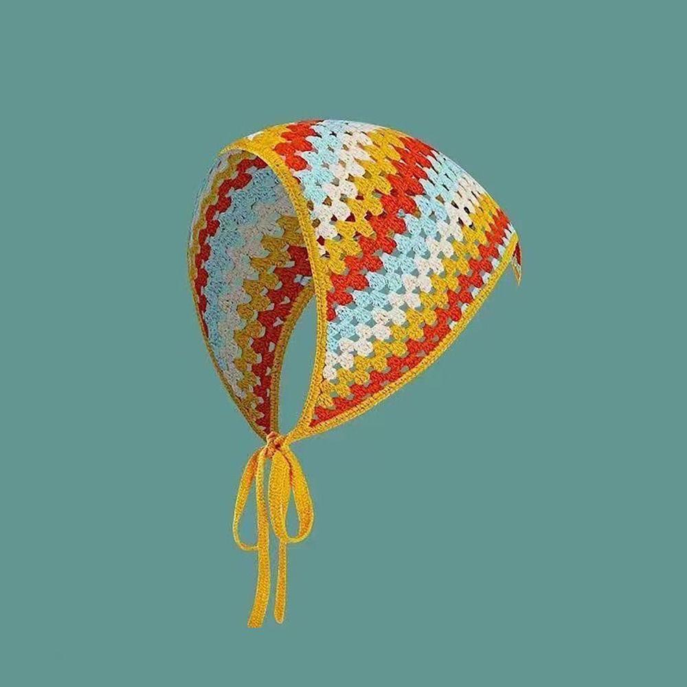 Süßes Französisches Pastorales Stil Dreieck Stirnband Gestrickt Handgefertigt Gehäkelt Kopftuch Hut Kleine Blume Stirnband Handtuch Frühling Sommer