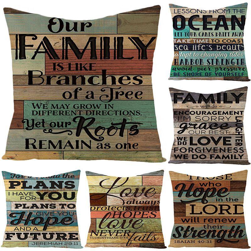 Industrial Style Retro Letter Linen Pillowcase Home Sofa Pillowcase