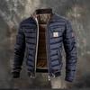 Men's Retro Leather Quilted Patchwork Warm Zipper Outdoor Jacket 2026