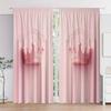 Set Of 2 Pink Crown Design Polyester Fabric Window Curtains Home Decor Curtain Made