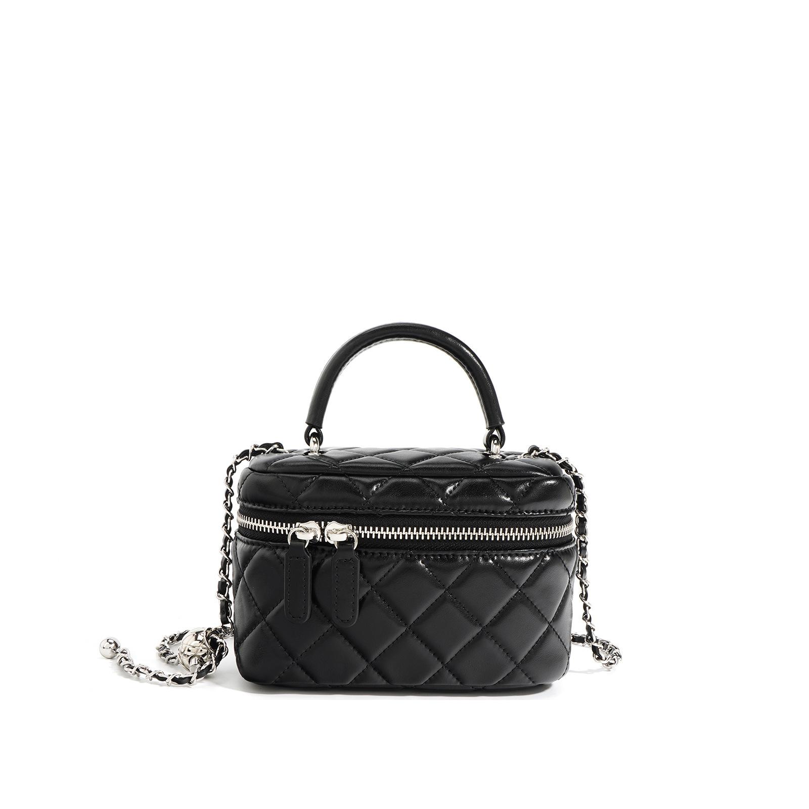 

Нишевый дизайн, мини-сумка-цепочка в стиле цепочки, модная и высококлассная одноплечевая сумка для макияжа для ношения в руке чёрный