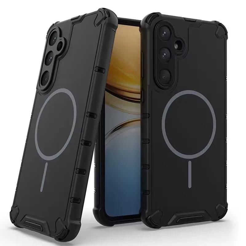 Luxe Magnetische Draadloze Opladen Anti-Val Pantserhoes voor Samsung Galaxy A56 A36 A55 A54 A35 A34 A25 A15 A14 A13 Cover Galaxy A25 5G zwart