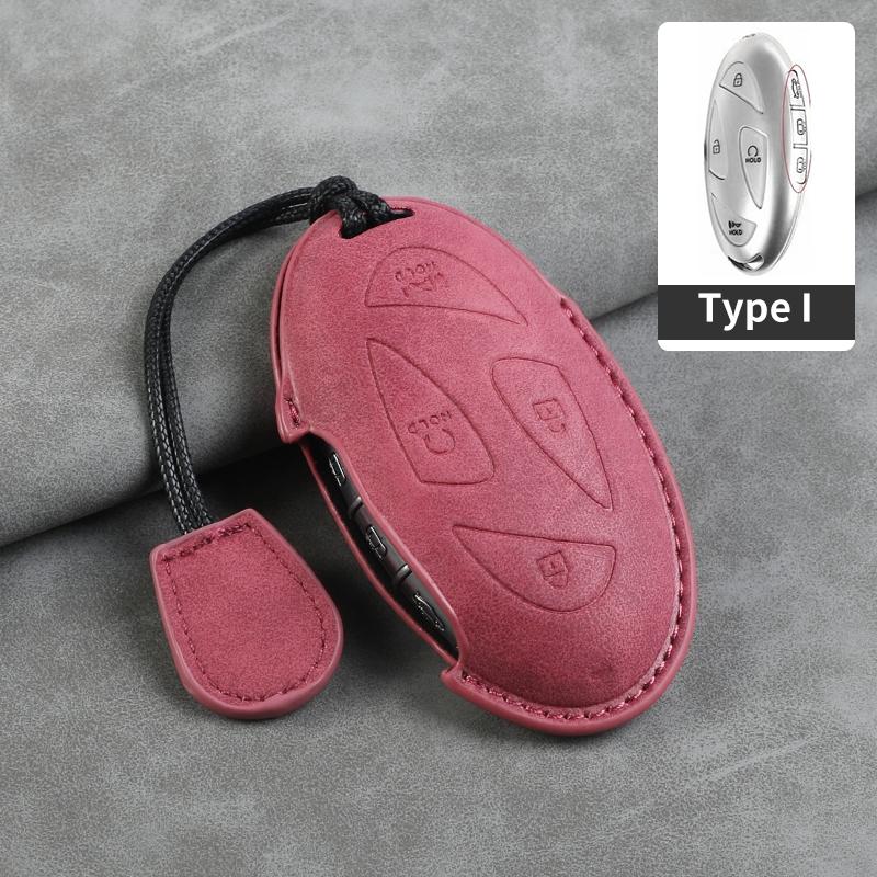 Leather Car Key Case Cover Shell Fob for Hyundai Grand Prix GN7 IONIQ6 Nuovo Kona Genesis Coupe Sonata Ix35 Protector Keychain