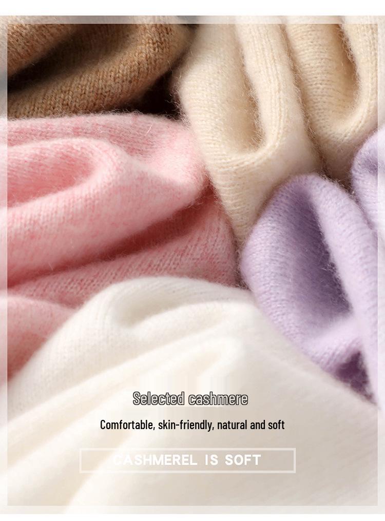 Women's High-Neck Cashmere Wool Pullover - Thick, Solid Color, Loose Fit, Autumn/Winter Sweater