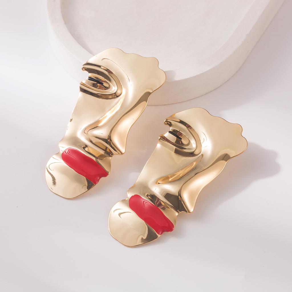 Female Light Luxury Exaggerated Personality Face Red Lip Earrings