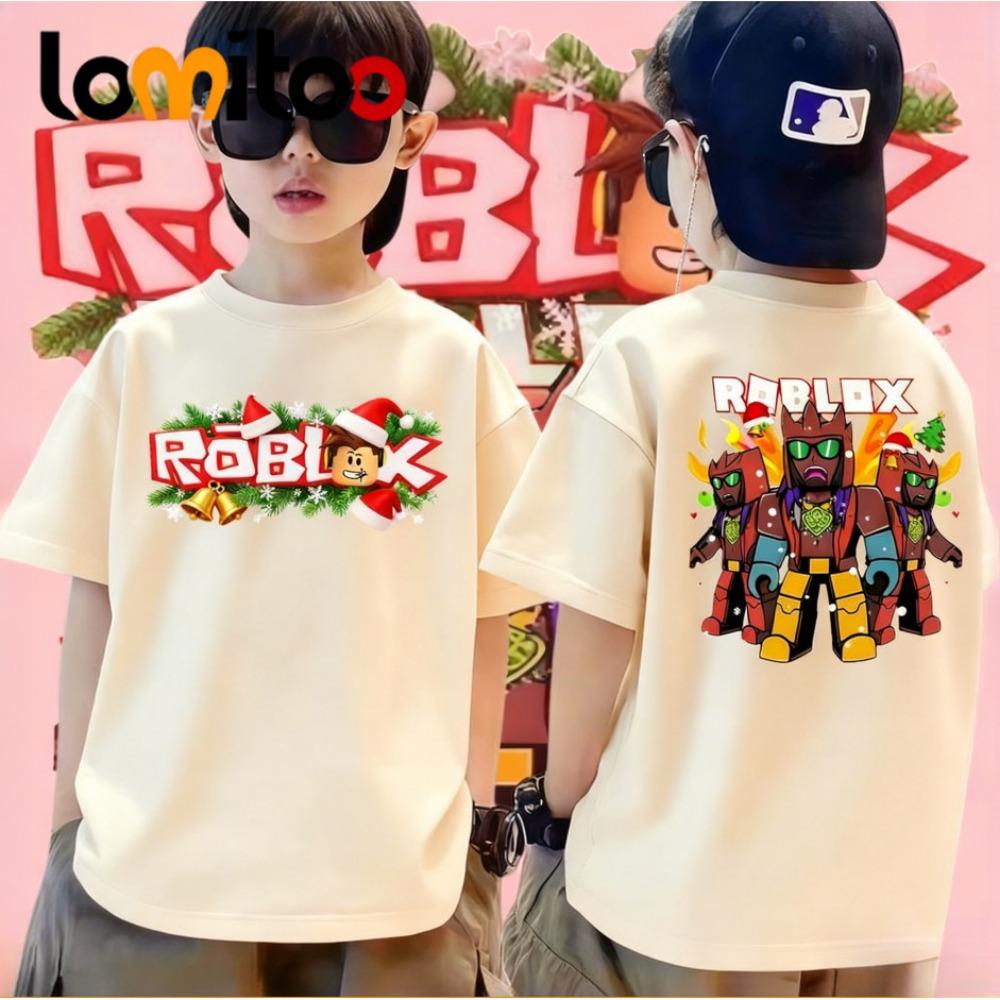 Christmas boy and girl roblox prints cute soft T-shirts