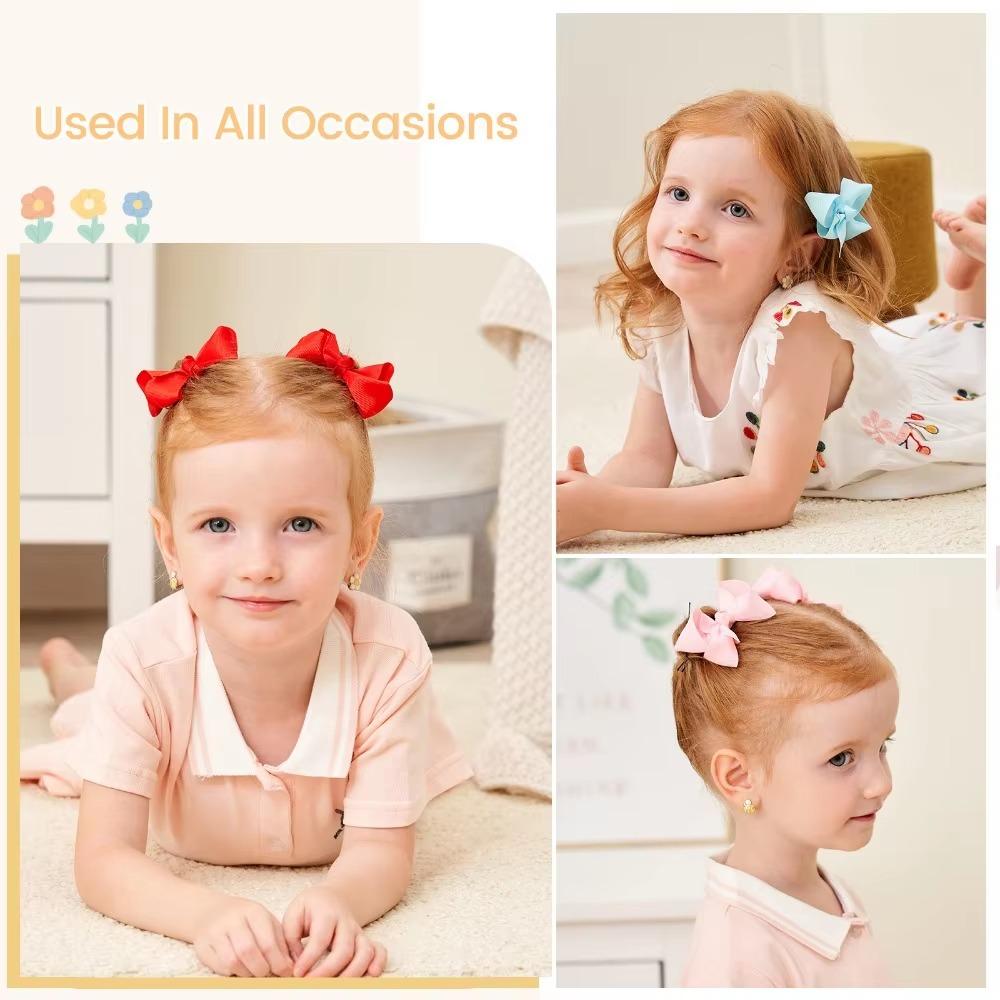 3/4/6/8inch  Boutique Handmade Colorful Solid Ribbon Grosgrain Hair Bow with Clips for Kids Girls Hair Accessories