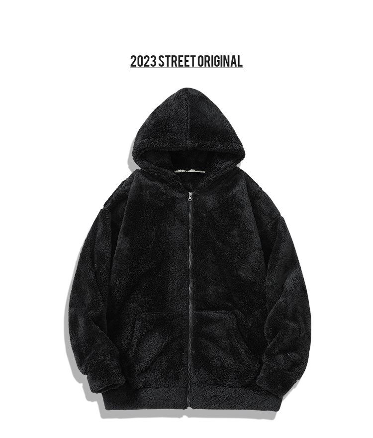 Arctic Velvet Men's Winter Hooded Cardigan - Loose Fit, Warm & Fluffy Style