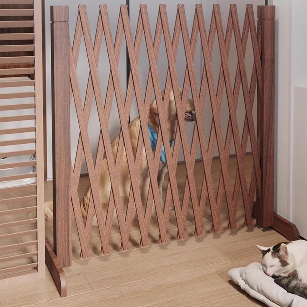 Folding Retractable Pet Gate Wooden Dog Safety Enclosure Pet Puppy Fence No-Drill Pet Door  Garden