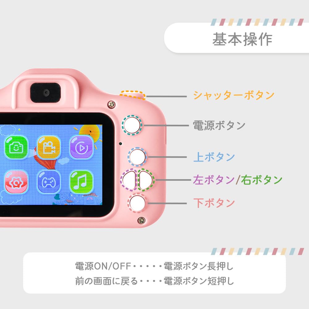 Toy Camera with Silicone Cover and and Shark Up To 48 Includes Memory USB and Charging Kids' Strap, Unicorn, Dinosaur, Designs, Megapixels, Card,