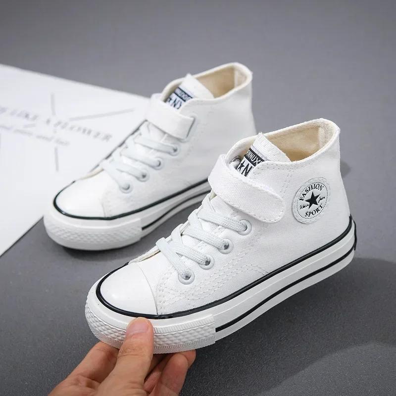 

High-top Non-slip Sneakers, Student Casual Shoes New Children s Shoes, Fashion Canvas Shoes, Flat Shoes, Children s 20in14.5cm белый