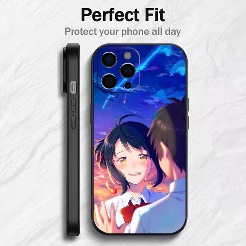 Y-Your Name-K-Kimi No Na-wa For Couple Phone Case For iPhone17,16,15,14,13,12 Plus,Max Soft Silicone Black Cover iPhoneXSMAX