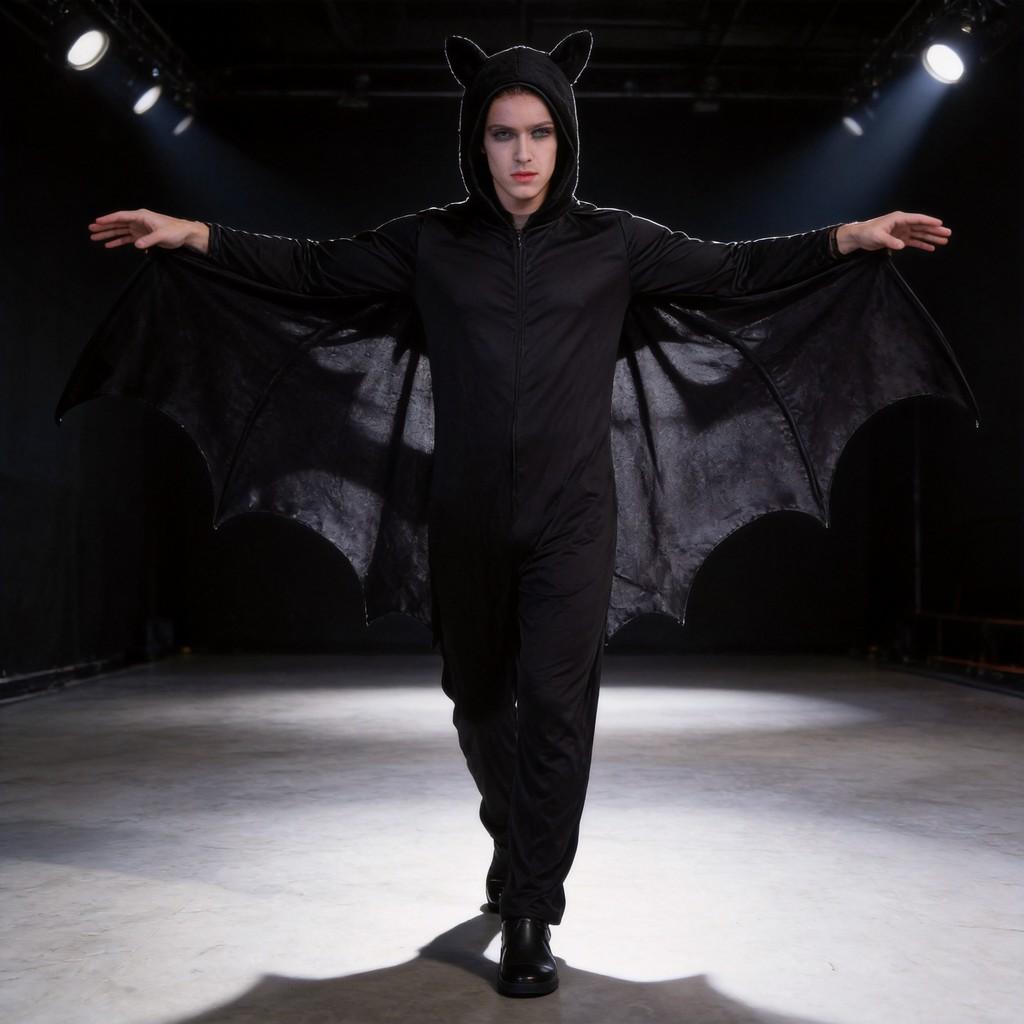 Halloweenský kostým netopýra pro muže z polyesterového materiálu pro cosplay akce