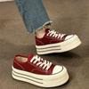 Spring and Autumn Korean Version 2025 New Muffin Heightening Low-top Versatile Thick-soled Heightening Shoes Multi-color Casual Student Canvas Shoes