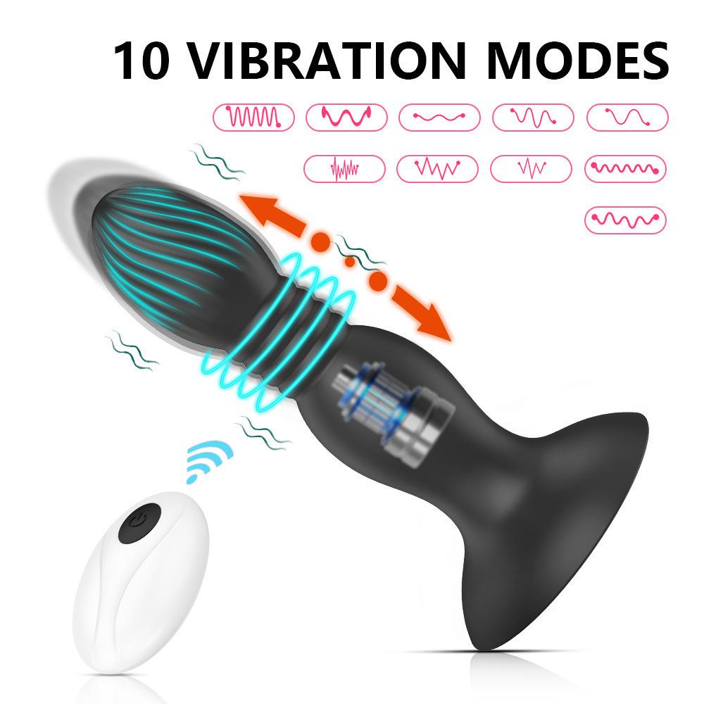 Multi-speed Wireless APP Remote Suction Cup Telescopic Vibration Silicone Anal Plug Rechargeable Adult Anal Toy
