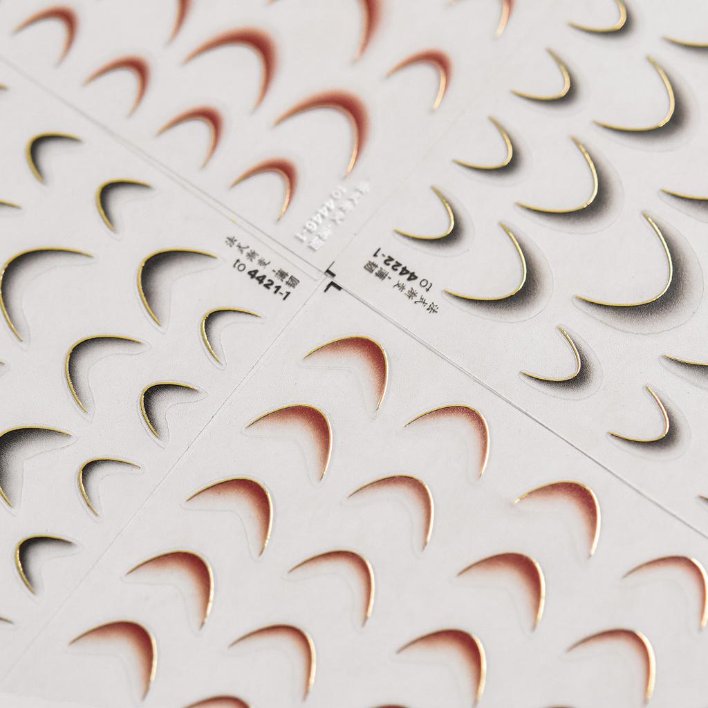 Random 5pcs Gold Silver Nail Art Decal Stickers Mixed Shapes Design Self-adhesive Sticker Acrylic Manicure Decorations Accessory