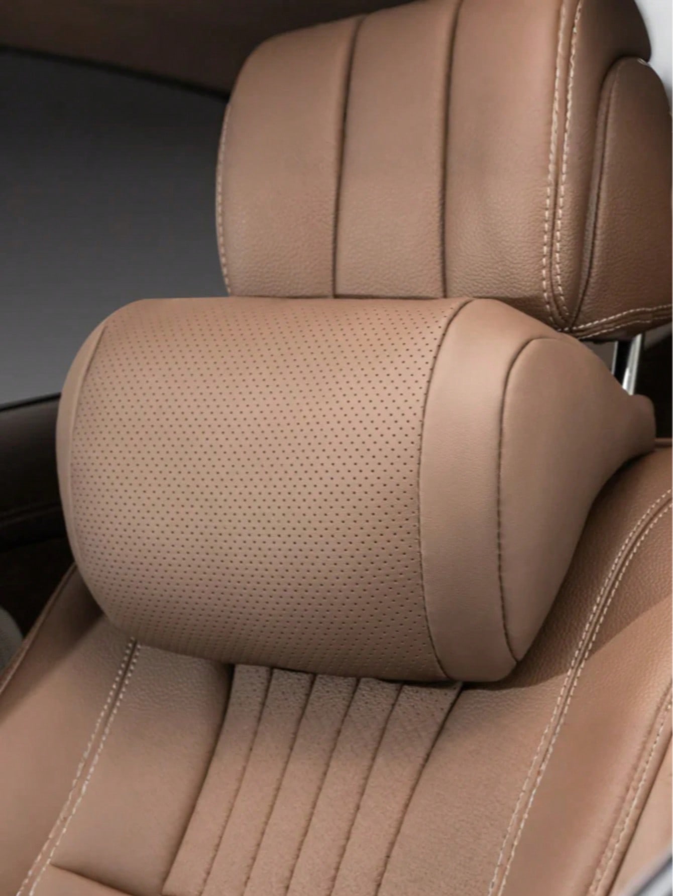 Luxury Nappa Leather Car Headrest & Lumbar Support Pillow Set – Fits Most Car Headrests, Premium Auto Seat Accessories